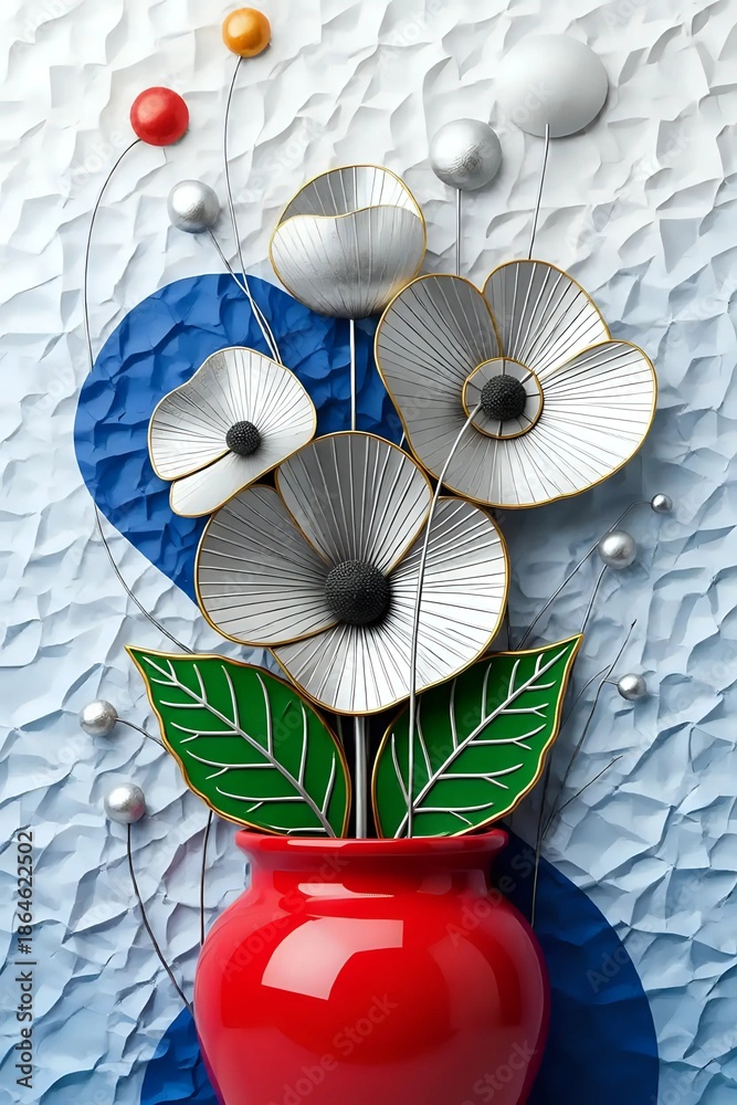 Obraz premium Flowers in a red pot 