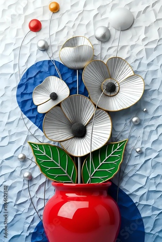 Flowers in a red pot 