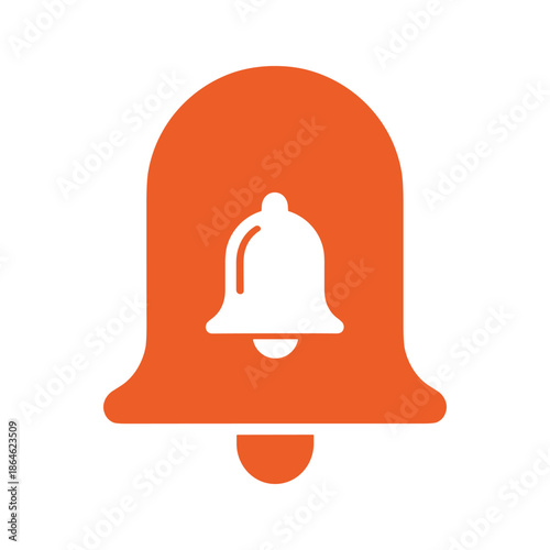 Notification Bell Icon Alerting Attention in Simple Flat Design