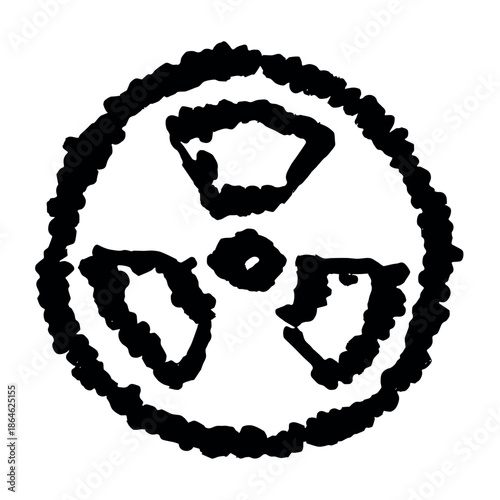 Hand drawn radiation sign Nuclear radiation hazard symbol Radioactive danger warning sign clipart in doodle style Nuclear safety Radioactive waste Single element for print, web, design, decor