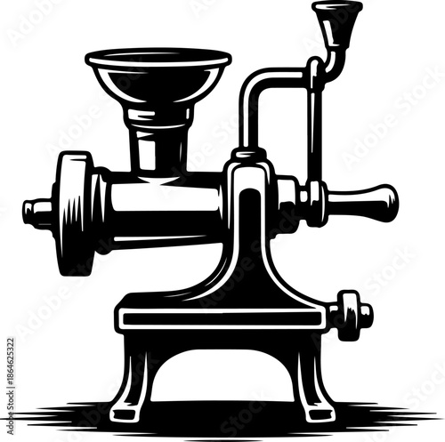 Vintage meat grinder silhouette vector illustration