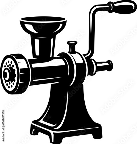 Vintage meat grinder silhouette vector illustration