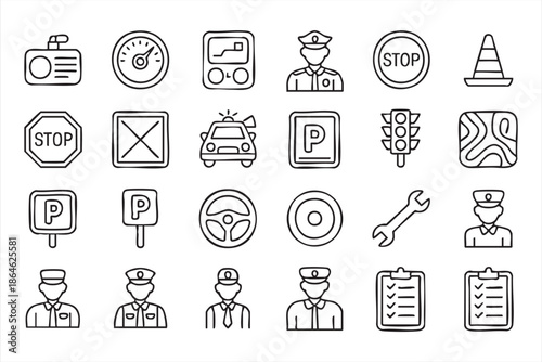 Road Navigation and Parking Line Icons for Transport Applications