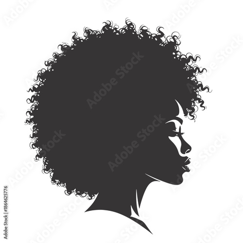 Profile Silhouette of a Black Woman with Natural Afro Hairstyle