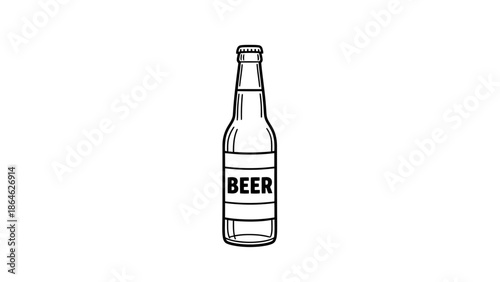Minimalist Beer Bottle Line Art Icon