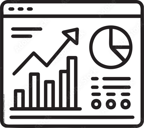 Website Analytics Dashboard with Bar Chart and Pie Graph Vector