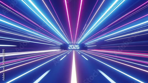 Wallpaper Mural Vibrant neon light tunnel with radiant blue and pink beams Torontodigital.ca