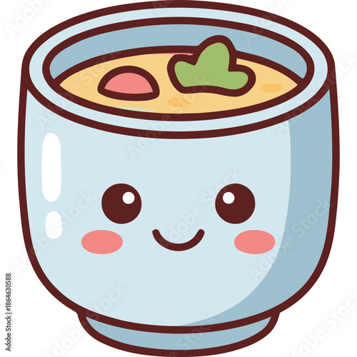 Cute Japanese Miso Soup in Blue Cup