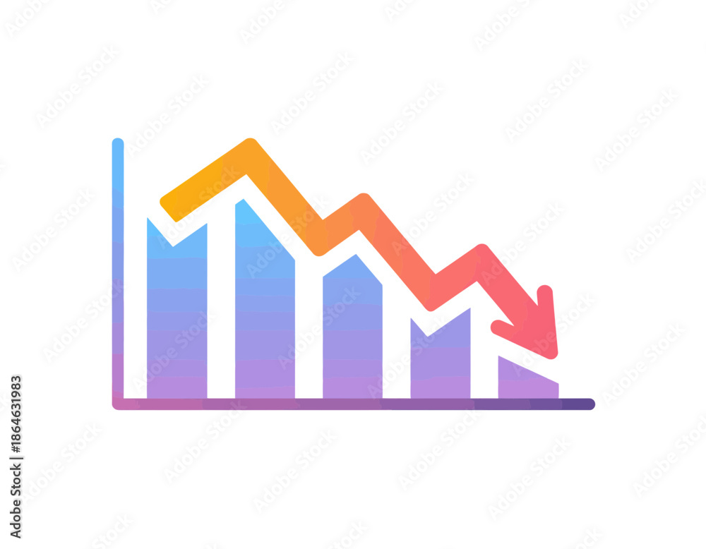 Obraz premium Economy decline and financial market crash, business data chart graph