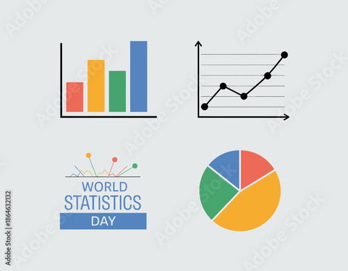 World Statistics Day graphics, various data analysis charts and diagrams