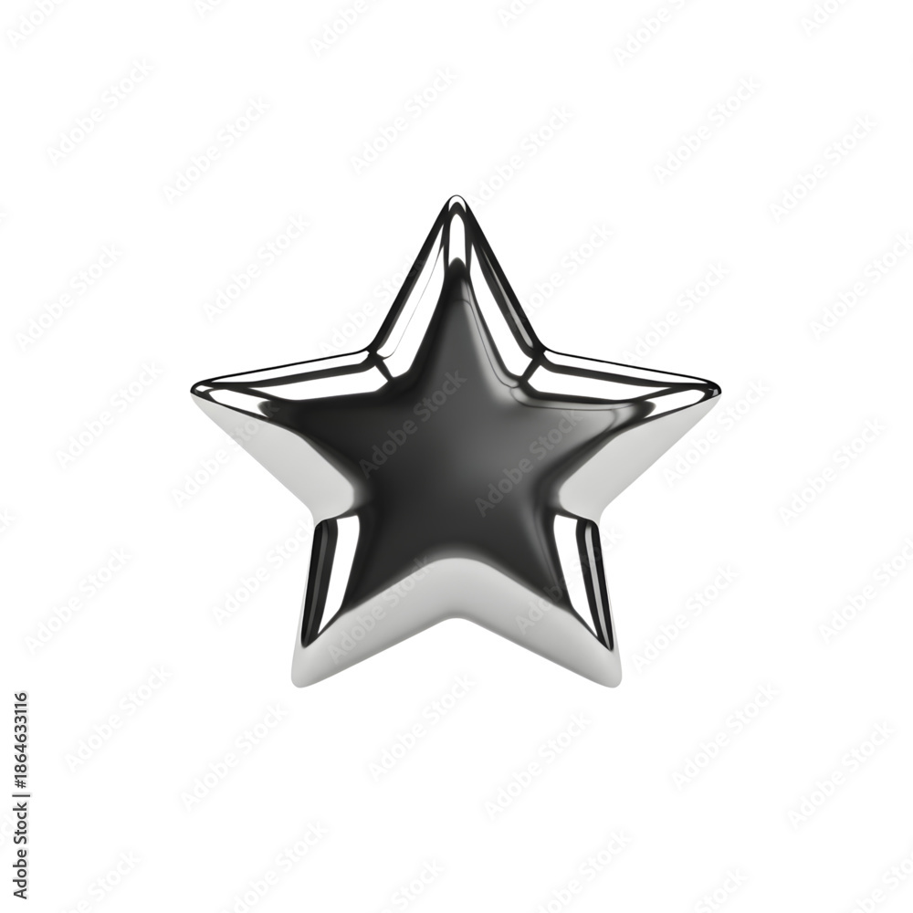 Obraz premium Shiny star symbol with sleek metallic finish on black background