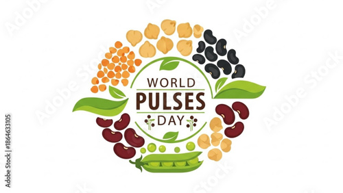 World pulses day celebration with variety of legumes and peas with healthy eating and food and nutrition and international day and beans and chickpeas