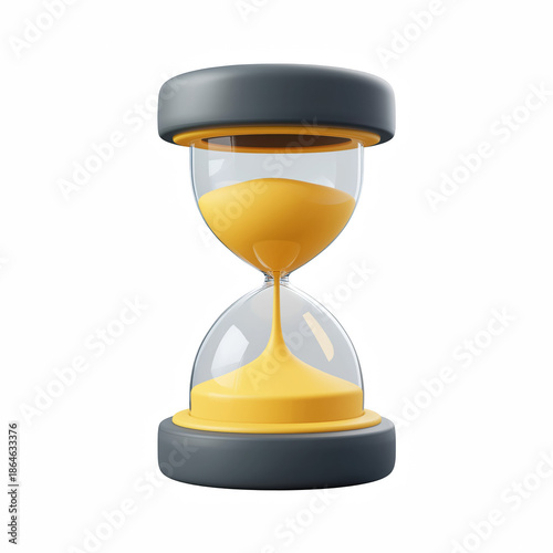 3D cute cartoon hourglass sand timer icon, glass time countdown isolated on transparent background.