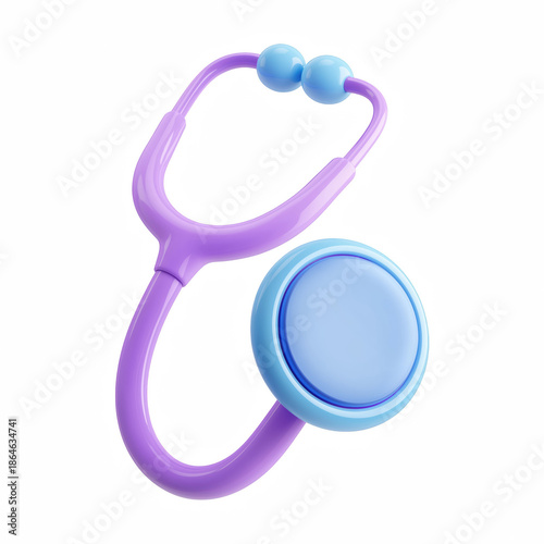 3D cute cartoon medical stethoscope icon isolated on transparent background.