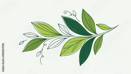 Green leaves on a branch with delicate details.