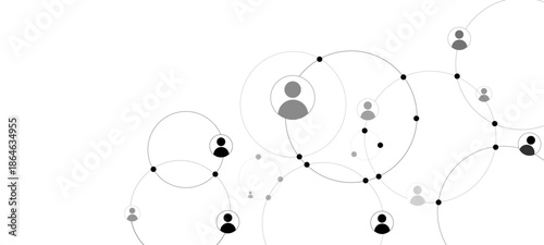Network background. Connections with points, lines, and people icons. Vector technology background 