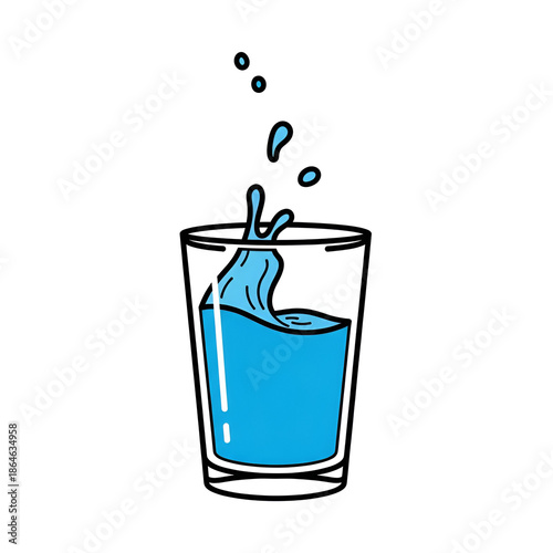 Glass of Water Cartoon - A vector cartoon illustration of a glass of Water on editable white space
