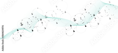 Network background. Connections with points, lines, and people icons. Vector technology background 