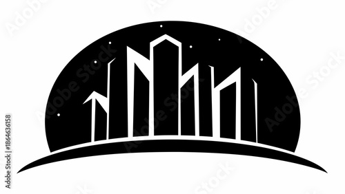 Modern cityscape at night with sleek skyscrapers