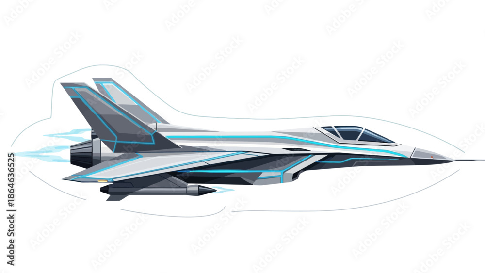 Fototapeta premium A pixel art sideview illustration of a futuristic fighter jet