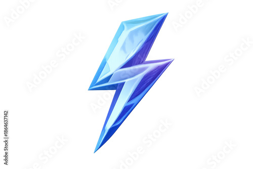 Free Download Blue lightning bolt icon sparkling with energy and power, a crystal thunder flash symbol, transparent background - GFXLoad