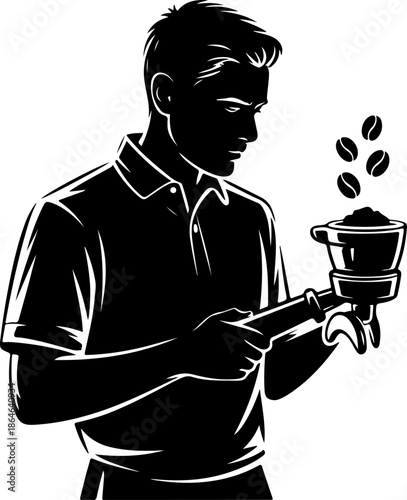 Espresso Coffee Portafilter silhouette vector illustration