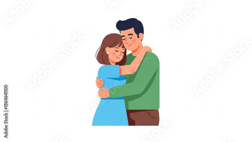 A loving couple in a heartfelt embrace, with the man gently hugging the woman, showcasing warmth and affection.