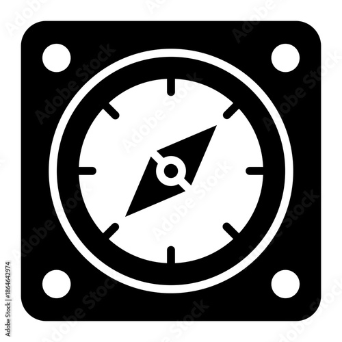 Compass gauge glyph icon representing navigation control and directional systems