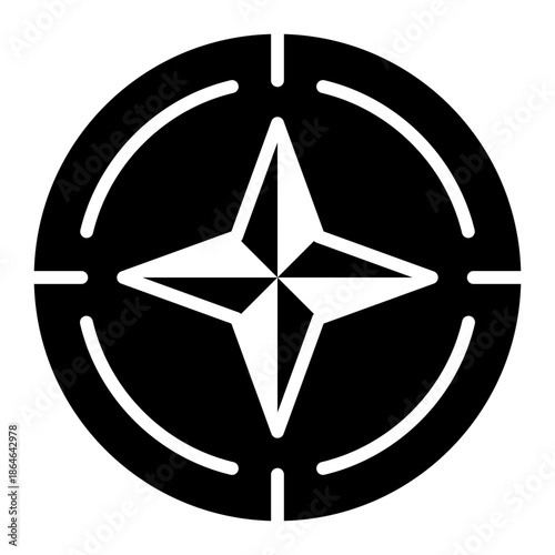 Compass rose glyph icon representing cardinal directions and navigation reference on maps