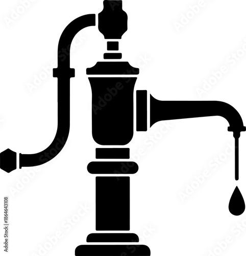 Hand Water Pump silhouette vector illustration