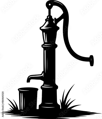 Hand Water Pump silhouette vector illustration