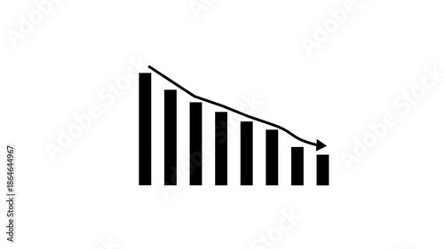 Down arrow business graph chart animation.  Loss business graph icon animation.  Going down graph chart animation.  Decreasing business graph concept.