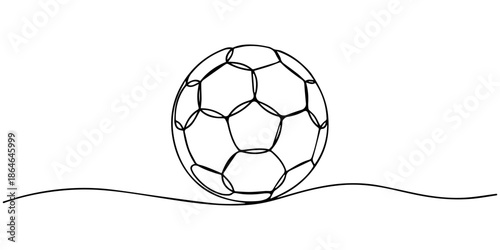 One continuous line drawing of football ball. Editable stroke, vector illustration, Soccer Ball in a continuous one line art. illustration vector eps 10, continuous line drawing soccer ball