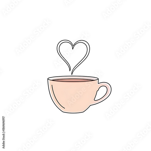 Pink Cup with Heart- Shaped Steam simple