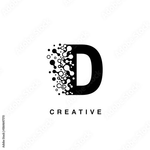 Creative Letter D Logo Design with Abstract Dots.