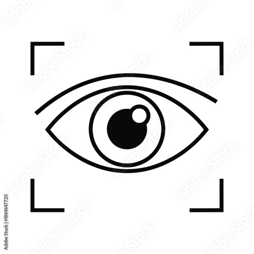 Eye focus icon with camera focus indicator