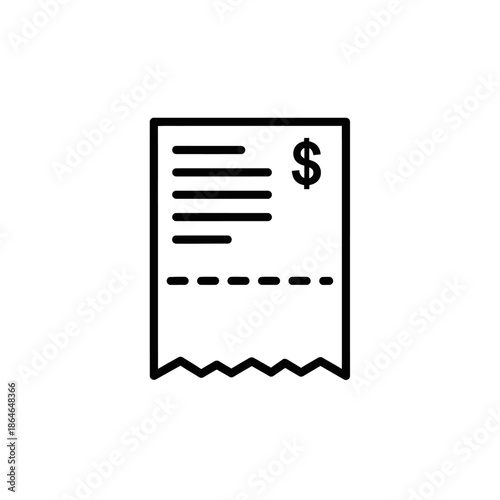 Minimalist Business Receipt Icon with Dollar Sign for Financial Documents