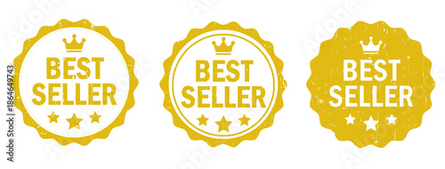 set of best seller yellow stickers, badges, labels vector illustration