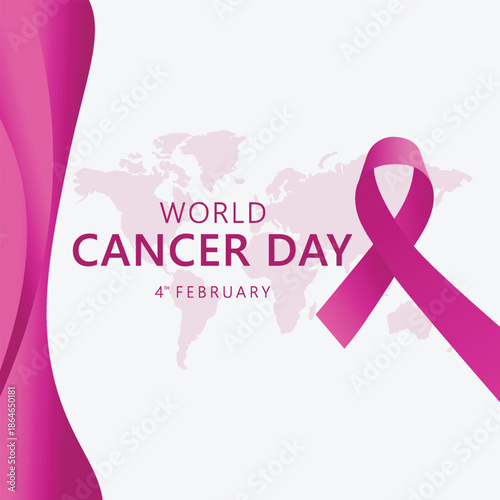 World cancer day awareness with pink color ribbon background