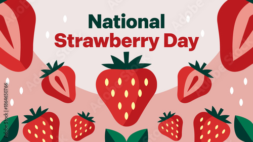 Vibrant Illustration for National Strawberry Day with Fresh Strawberries