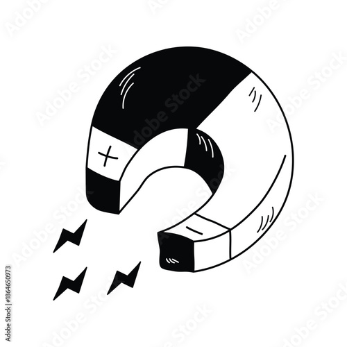 Magnet icon with white background vector stock illustration