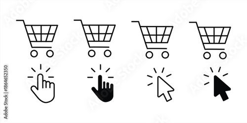 Shopping cart icon. Web store shopping cart icon. Internet shop buy logo symbol sign, vector illustration
