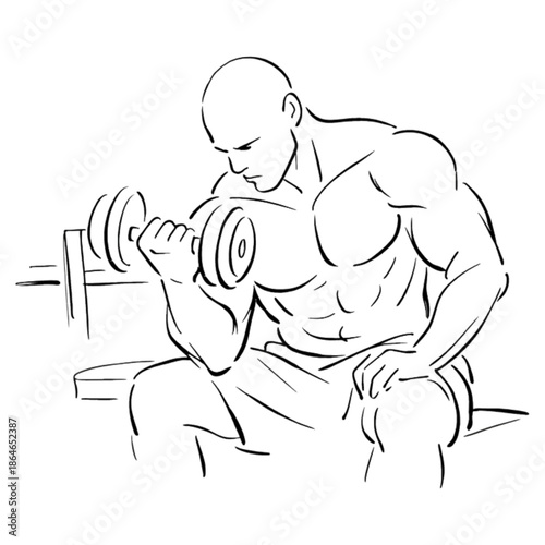 Strength Unveiled: A determined individual, his physique a testament to dedication, is lifting weights, showcasing the power of physical exertion. 