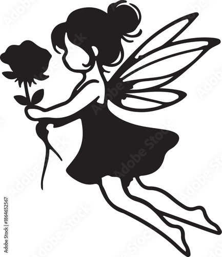 vector illustration of a fairy with flower