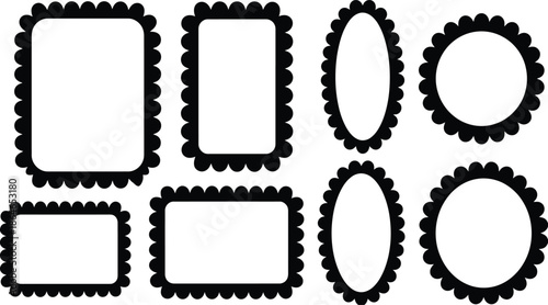 Scalloped frames set with multiple shapes like rectangles, circles, and ovals