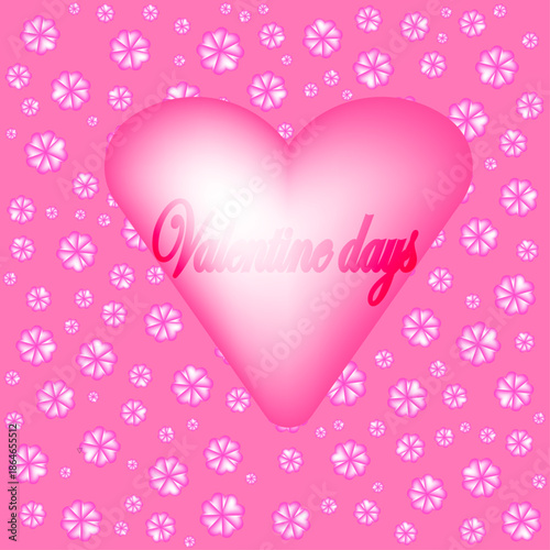 Abstract pink background with a central glowing heart and scattered delicate floral patterns, perfect for expressing love and romantic sentiments on special occasions