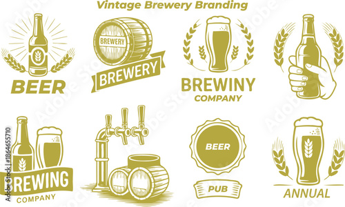 Vintage Brewery Branding and Craft Beer Logo Collection