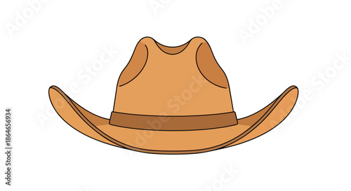 Classic western cowboy hat illustration with a simple brown band on white background