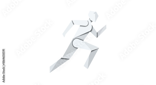 Dynamic geometric human runner in swift motion abstract polygonal athletic sprint figure representing speed and progress digital art illustration
