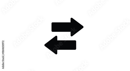 Bidirectional arrows graphic representing exchange, transfer, and interaction. A simple visual for data flow or conversion in digital interfaces and